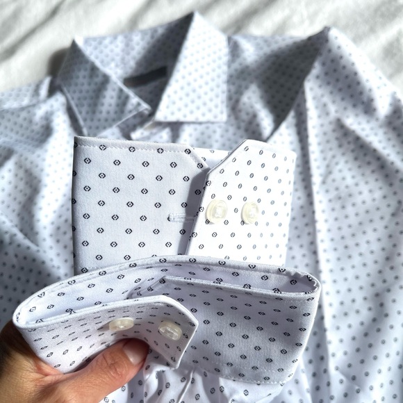 Perry Ellis Portfolio Performance Tech Dress Shirt Modern Fit 17.5 Gorpcore Lite - Picture 13 of 15